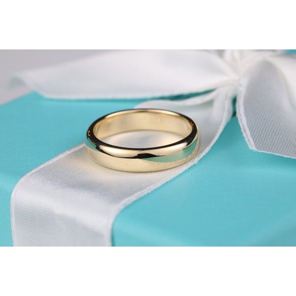 Tiffany & Co. Jewelry - Tiffany & Co. 18k Yellow Gold 4.5mm Dome Wedding Band Size 7 Ring w/ Box